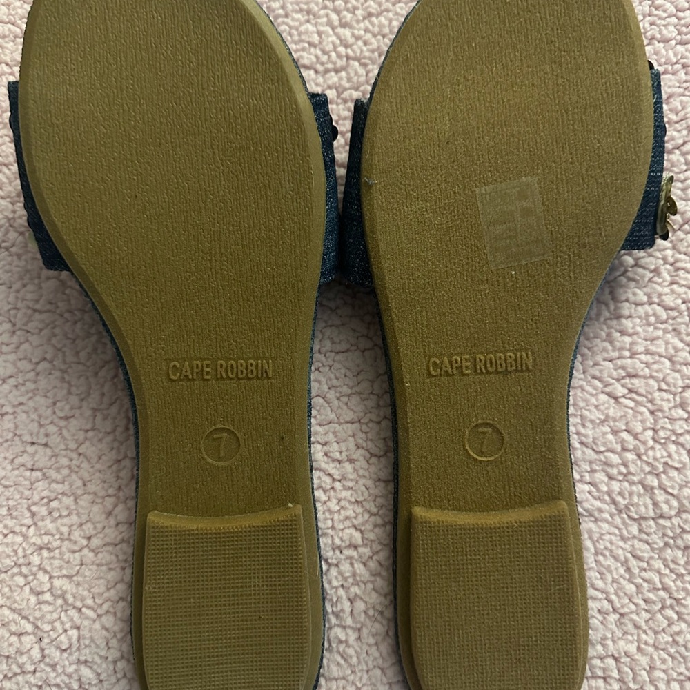 Cape Robbin Denim Sandals with Colorful Floral Accents - Picture 2 of 2